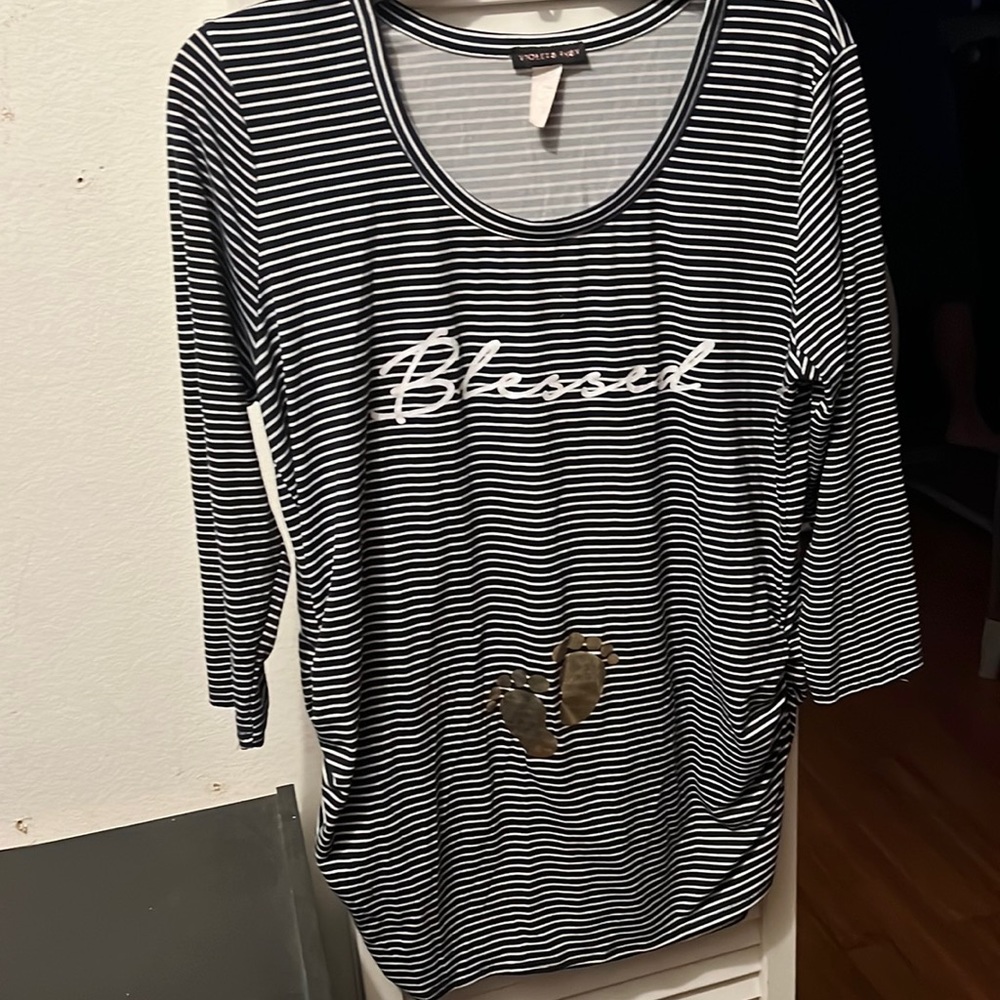 Maternity shirt “blessed” size large violet and ruby brand